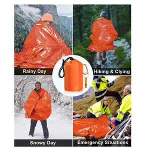 [BUY 1 GET 1 FREE] Outdoor Emergency Survival Sleeping Bag Thermal Blanket, Portable Emergency Sleeping Bag Outdoor Mylar Thermal Blanket Waterproof & Reusable Camping & Hiking Emergency Equipment