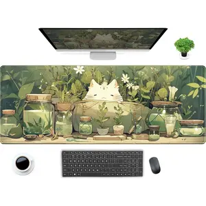 Cool Skull Desk Mat Floral Mouse Pad Black Mushroom Plants Goth Desk Pad XXL Large Gaming Mousepad Laptop Computer Keyboard Mouse Mat 31.5x15.75 in, Office Desk Mats Decor Accessories for Women
