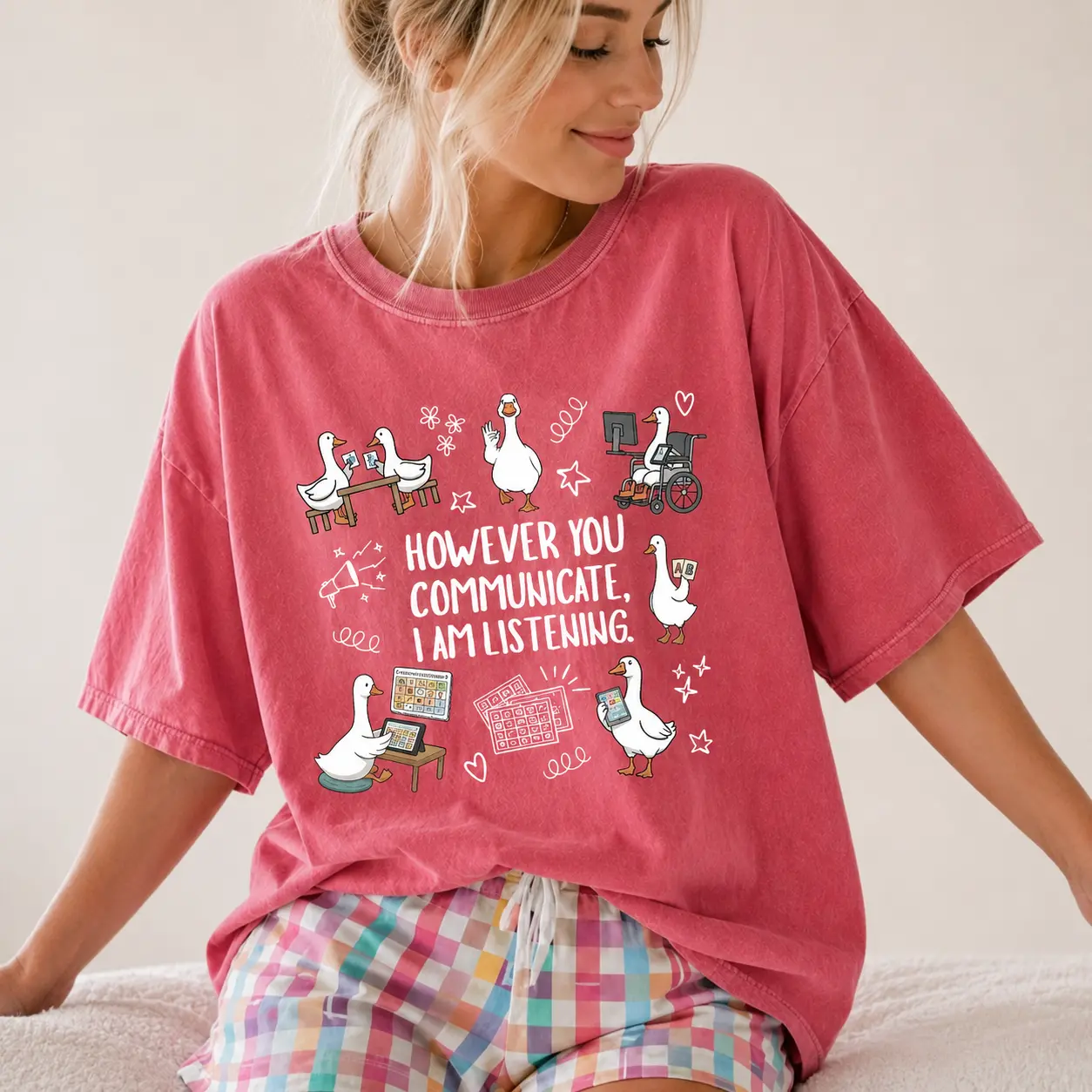 Comfort Colors SPED Teacher Goose T-Shirt, AAC Communication Graphic Tee, SLP Therapist Shirt, Special Education Inclusion Apparel, BCBA ABA Educator Gift, Unisex- DPCLICK