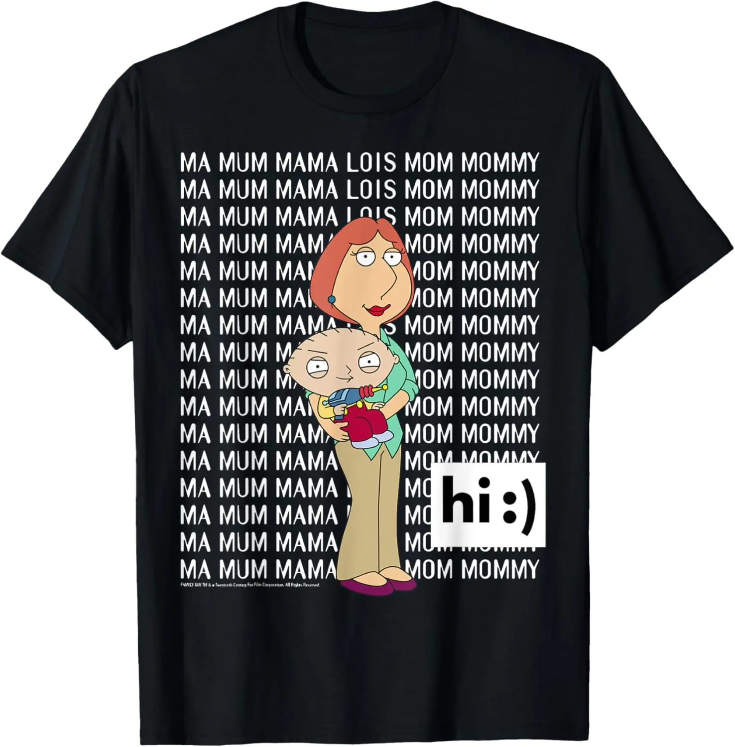 Lois Stewie Ma Mum Mama Mom Big Chest Text Logo T-Shirt