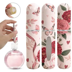 Reusable Perfume Spray Travel Bottle, Compact Portable Leakproof Mini Sprayer, Unique Random Pattern Plastic Empty Fragrance Container, Perfume Dispenser