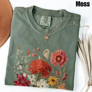 Comfort Colors Boho Wildflowers Cottagecore T-Shirt, Floral Graphic Tee, Whimsigoth Plant Shirt, Soft Aesthetic Nature Top, Gift for Women