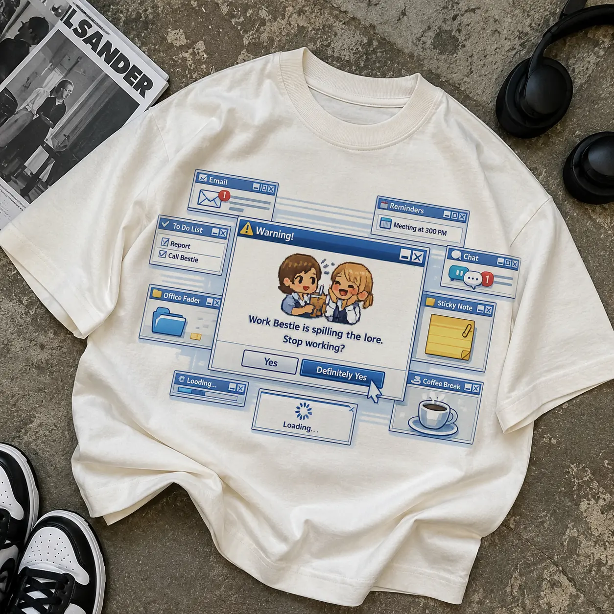 Work Bestie Shirt | Funny Office Meme Graphic Tee | Coworker Gift | Retro Y2K Computer Shirt | Office Humor Unisex T-Shirt