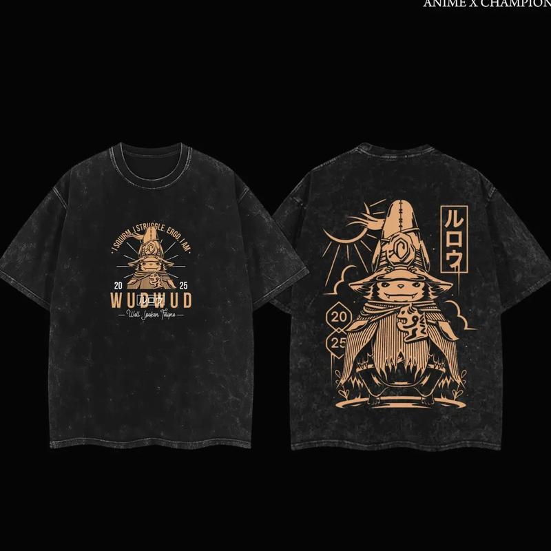 Monster Hunter Wilds Wudwud Vintage Washed Oversized Tee & Hoodie | Retro Game Graphic Apparel | Faded Streetwear For Hunter Fans | Soft Cotton Washed Outfit Perfect For Gamers 0