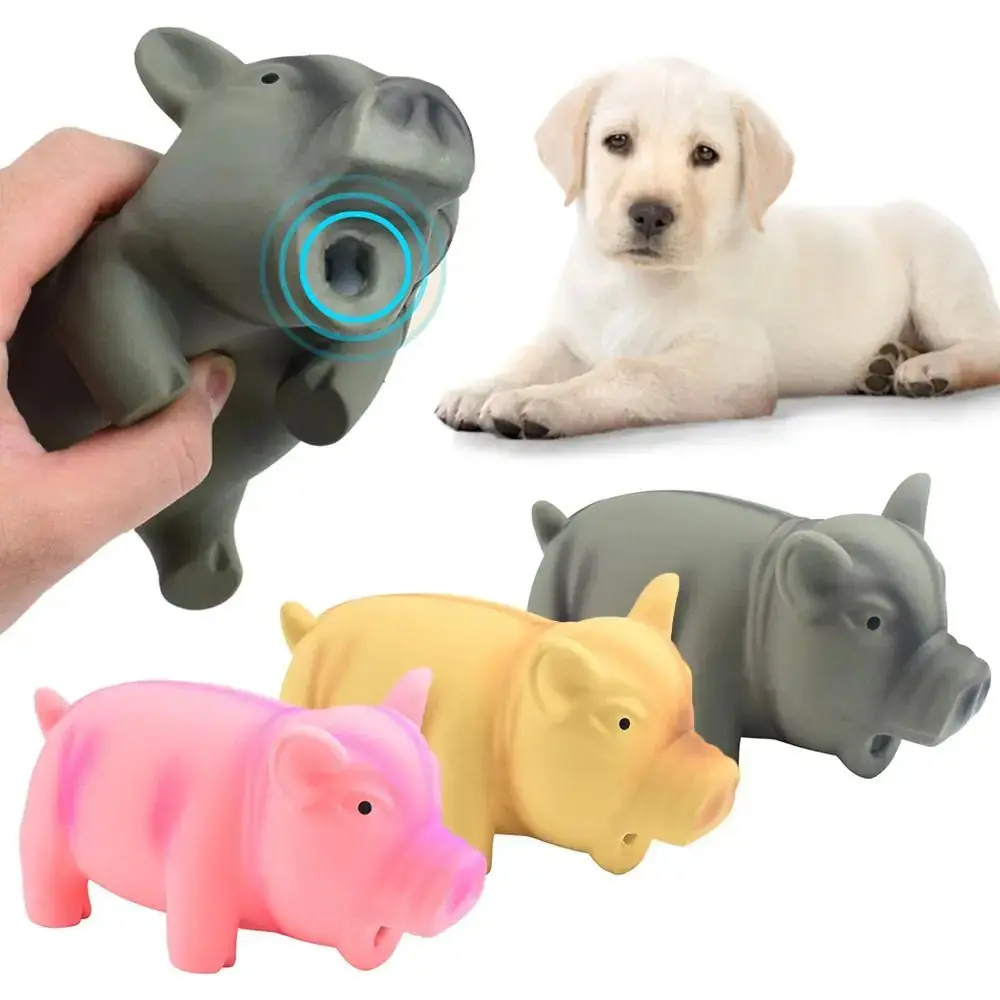 Durable Latex Squeaky Pig Dog Chew Toy - Loud Squeak, Dental Health Support for Puppies