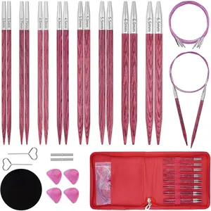 4.3-inch (11cm) Interchangeable Circular Knitting  Set Birch  Circular   Sizes 4,5,6,7,8,9,10,10.5 with Round Knitting  with Flexible Cables,8 Pairs