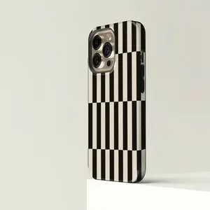 Tall Checkered Black & Cream Tough iPhone Case Premium Film 2 in 1 Phone Case - Durable, Shock Absorbing and Stylish Protection,Compatible with iPhone 17 Promax 16 Plus 15 14 13 12 11 & Samsung Galaxy S26 S25 S24 S23 S22 S21