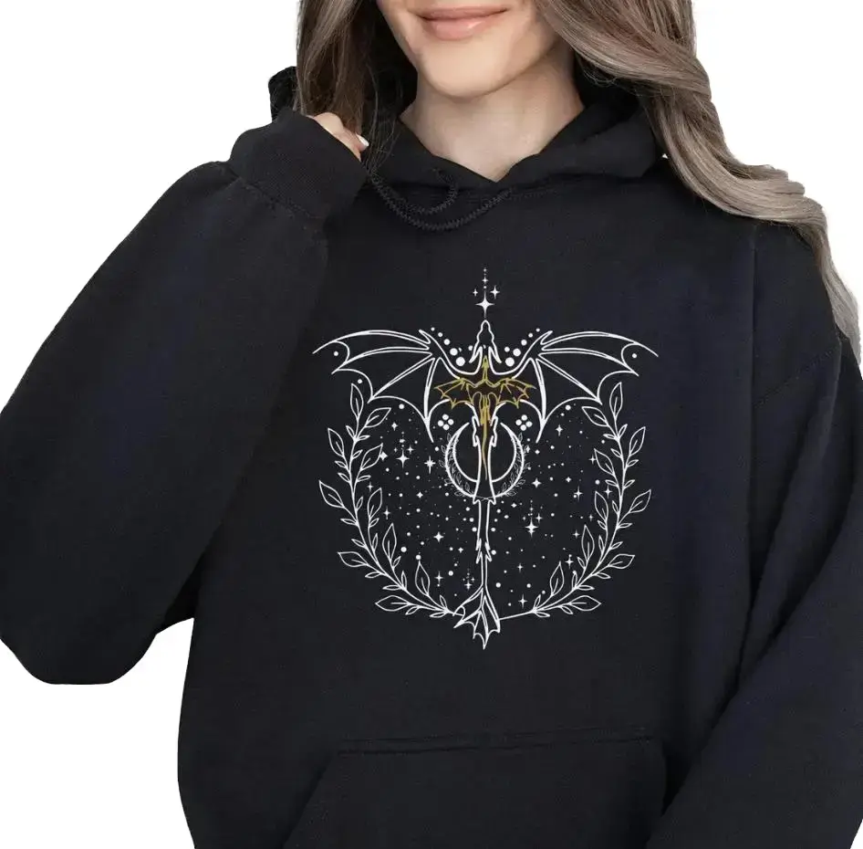 Fourth Wing Embroidered Sweatshirt,Romantic Fantasy Sweatshirt, Fourth Wing Shirt, Brave Dragoon Hoodie, Basquiat War School Shirt, Comfortable Sweatshirt, Gift for Readers