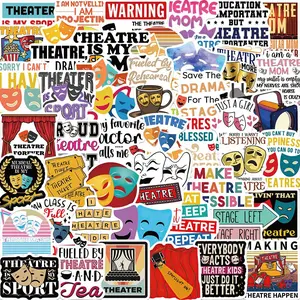 Theatre Themed Sticker, Funny Stickers, 50/1000pcs Cartoon Pattern Decorative Sticker, Waterproof Self Adhesive Decor Paper for Gift Greeting Card & Water Bottle & Laptop, Ornaments, Stickers Kit