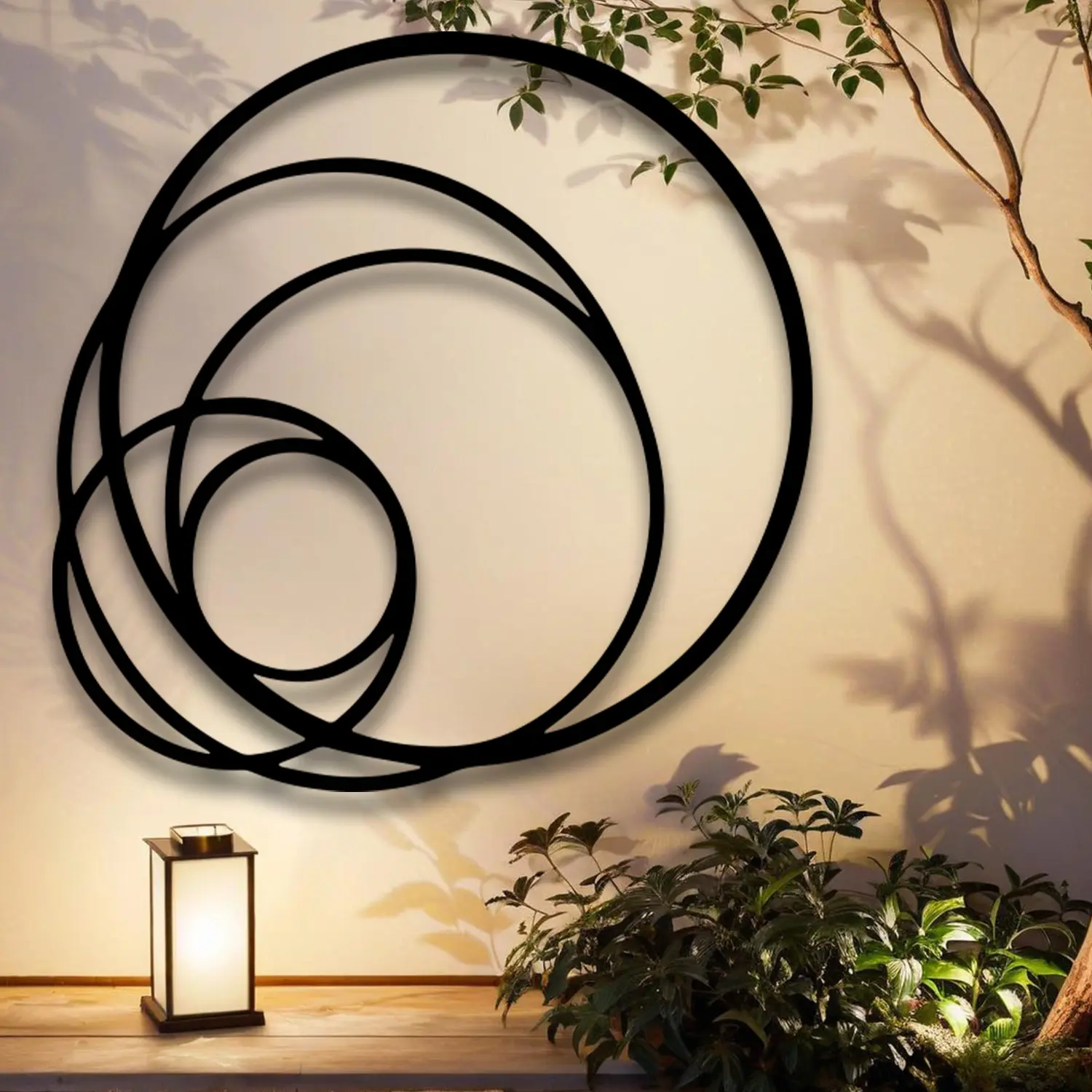 Modern Geometric Round Metal Wall Art, Hanging Wall Art, Home Wall Art, Unique Artwork, Abstract Frame Design, Decorative Wall Art, Iron Sculpture for Living Room & Bedroom Decor, Perfect Christmas Decoration