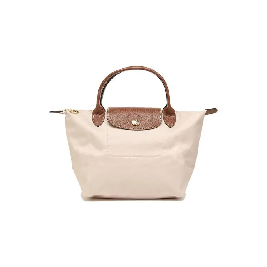 LONGCHAMP Le Pliage 23 Small Tote Bag with Snap Zipper Closure, Canvas and Leather Trim, for Women in Paper Color Handbag Tote Bag Casual Commuter Bag