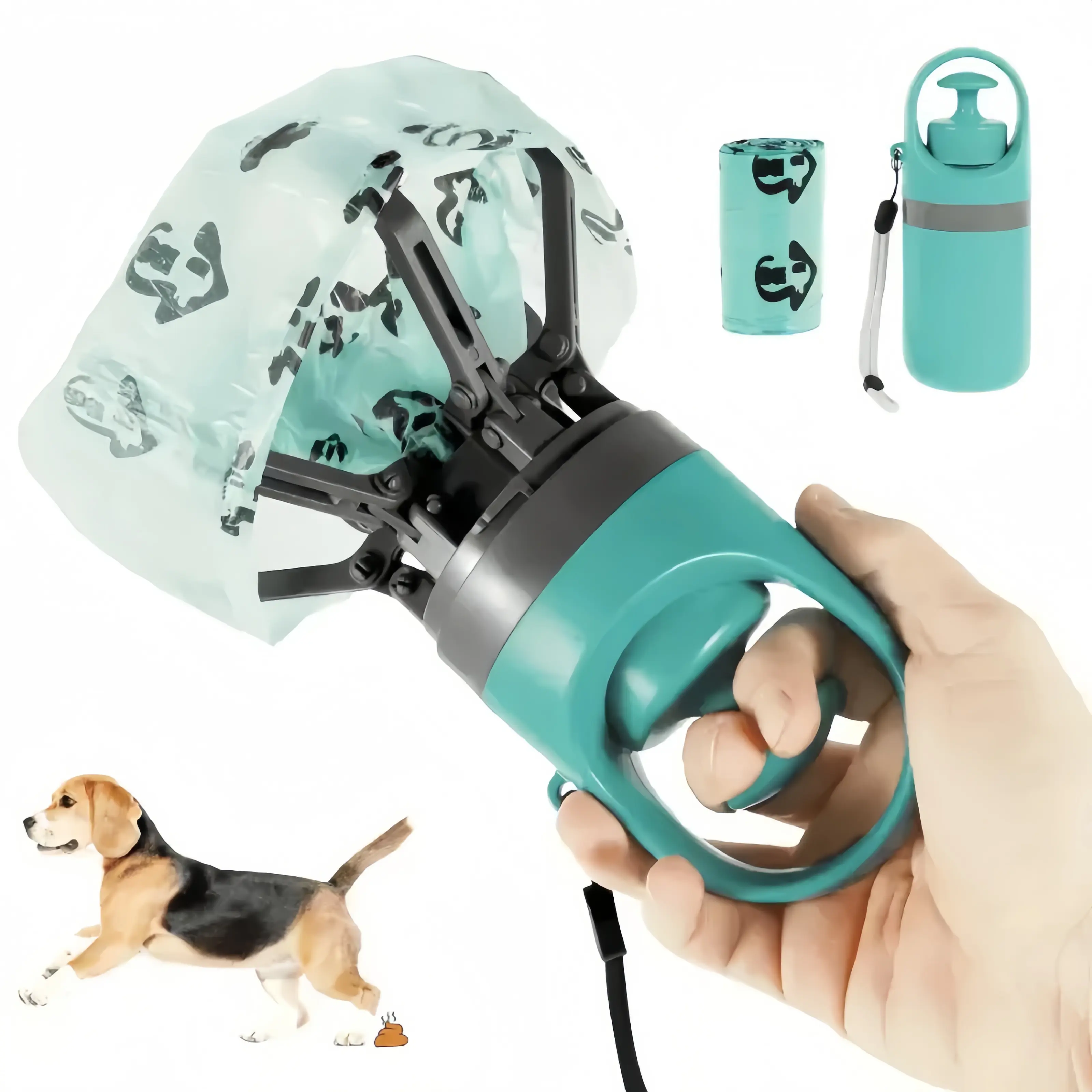 Hands-Free Dog Poop Scooper with Bag, Portable Pet Waste Pickup Tool for Walking，No-Touch Dog Poop Collector just my luck litter box stainless steel High-Sided Trash Can automatic Self-Cleaning Waterproof Liners bags furniture