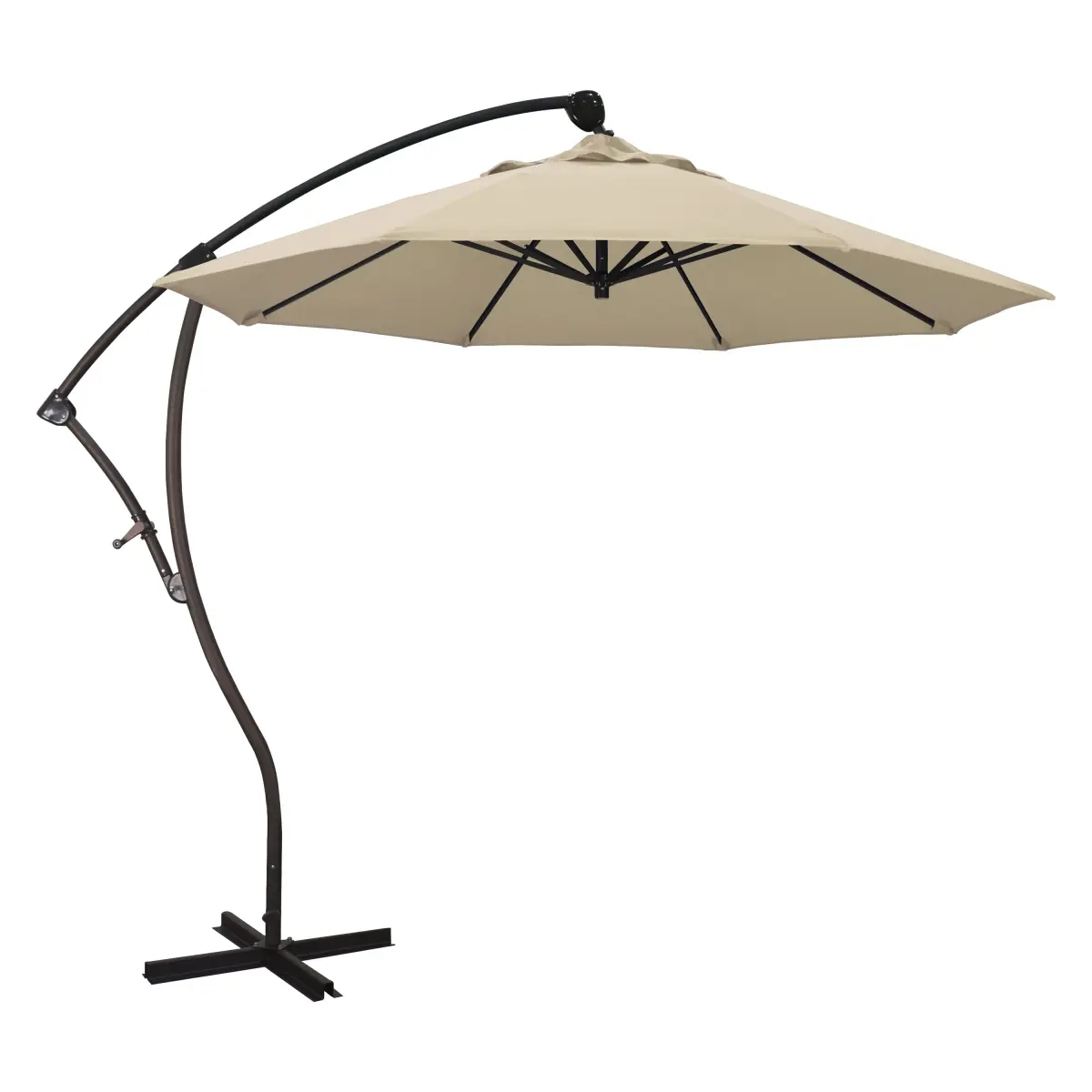 California Umbrella CAUBA908117-F22 Bayside Series 9 ft. Crank Lift Aluminium Cantilever Umbrella, Antique Beige Olefin