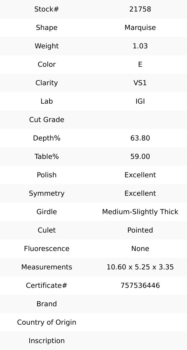 1.03 ct E VS1 Marquise