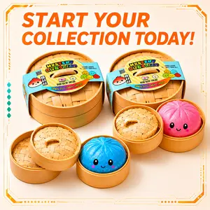 2026 Glitter Dumpling Squishy Blind Box - 10 Styles to Collect, Soft Steamer Bun Sensory Fidget Toy for Stress Relief