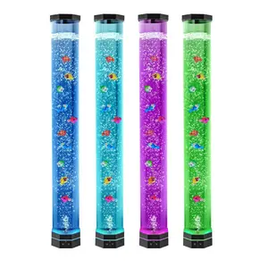 Sensory Bubble Tube Lamp, 3.3 ft Bubble Fish Tube, Sensory Aquarium Lamp with 10 Floating Fish 16 Color Effects, Remote Control, Stress Relief Calming Light for Bedroom Living Room Home Decor