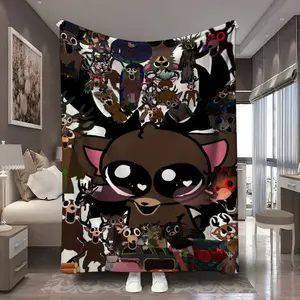 1Pc 99 Nights in the Forest codes cute horror cartoon collage 99 Nights in the Forest codes cute horror cartoon collage pattern digitally printed flannel Stylish Blanket - 100% Polyester Nonwoven Lightweight and comfortable in all seasons Bed Blanket