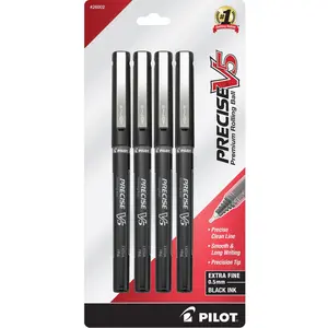 4-Pack Precise V5 Rolling Ball Pens with Extra Fine Point and Black Ink