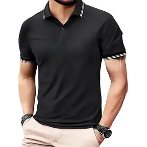 1 piece, casual men's short sleeve polo shirt, quick dry golf and tennis shirt, comfortable equestrian clothing, stylish men's sports wear, suitable for casual parties, vacations, and travel, collar and cuff color block design