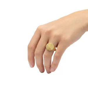 Unisex Sunburst Minimalist Signet Ring, Ethically Handmade Brass Handcrafted Costume Fashion Accessory Jewelry, Ethically Handmade Brass Ring
