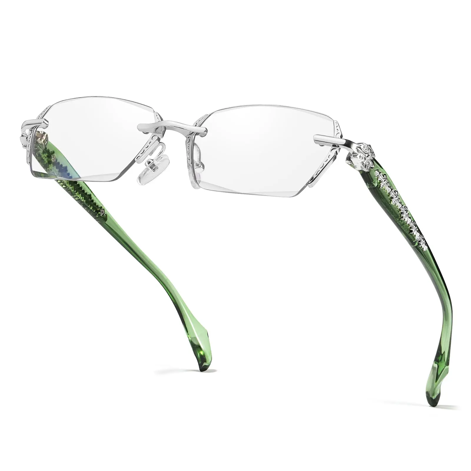 HIGLASS Retro Full-Rim Frameless Blue Light Glasses - Non-Prescription Casual Stylish Eyewear, Fashion Accessory Eyewear with Metal Temple Detail for Men & Women, Trendy Frames Stylish Eyeglass 1236