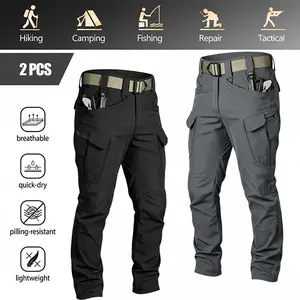2PCS Men’s Tactical Pants – Stretch Waterproof Fabric, Durable Cargo Pants for Hiking, Casual Wear & Work, Multiple Pockets (No Belt)