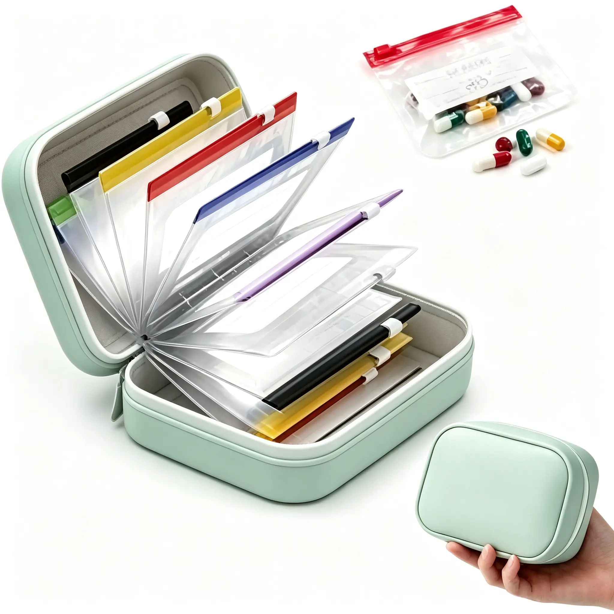 A8 Waterproof Weekly Pill Organizer Set - 14 Large Color-Coded Reusable Zippered Pouches for Fish Oils, Vitamins, Travel | Home & Party Gift Supplies