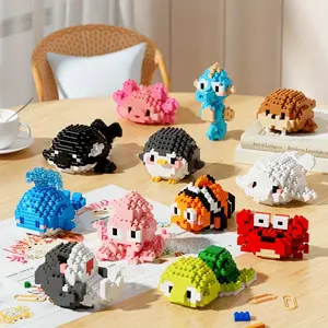 12 Ocean Animal Building Block Sets, Cute Animal Models, Educational Toys for Kids Aged 8-12, Shark Puzzle Toy Gift