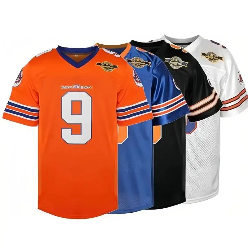 The Waterboy ‘Bobby Boucher’ #9 Football Jersey – 90s Mud Dogs Bourbon Bowl, Adam Sandler Movie 50th Anniversary Jersey, V-Neck Sports Jersey, Perfect Gift for Game Day