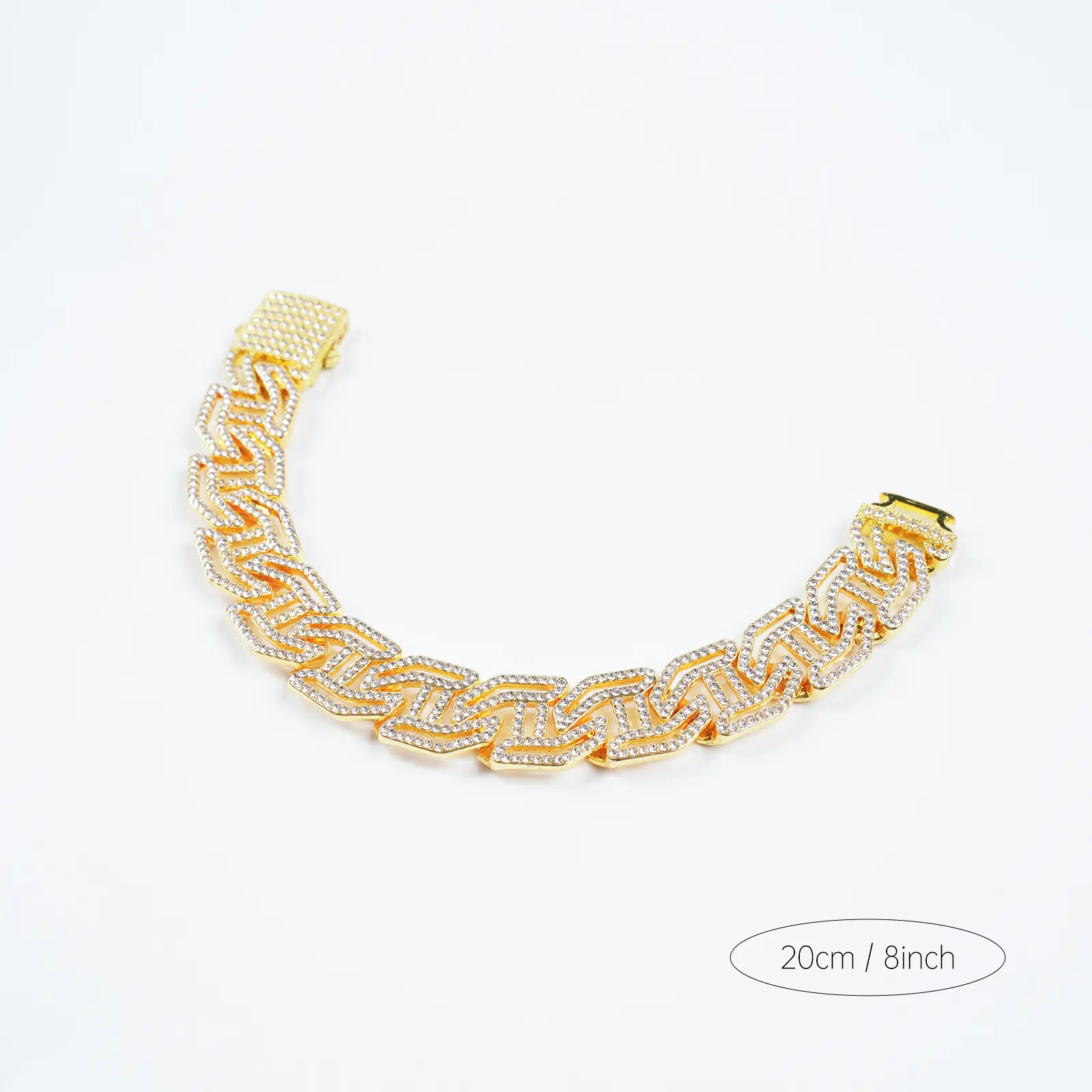 Men's Miami Cuban Chunky Chain Bracelet - Gold Alloy Exquisite Bracelet, Diamond-Accented Elegant Design, Durable Construction, Gold Aesthetic Everyday Fashion Costume Jewelry, Miami Cuban Bracelet, Bracelets
