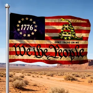 3x5 Ft We The People 1776 Don’t Tread On Me Flag, Vintage Betsy Ross Gadsden Snake Patriotic Flag, Fade‑Resistant Outdoor Banner for Yard, Patio & Home Decor