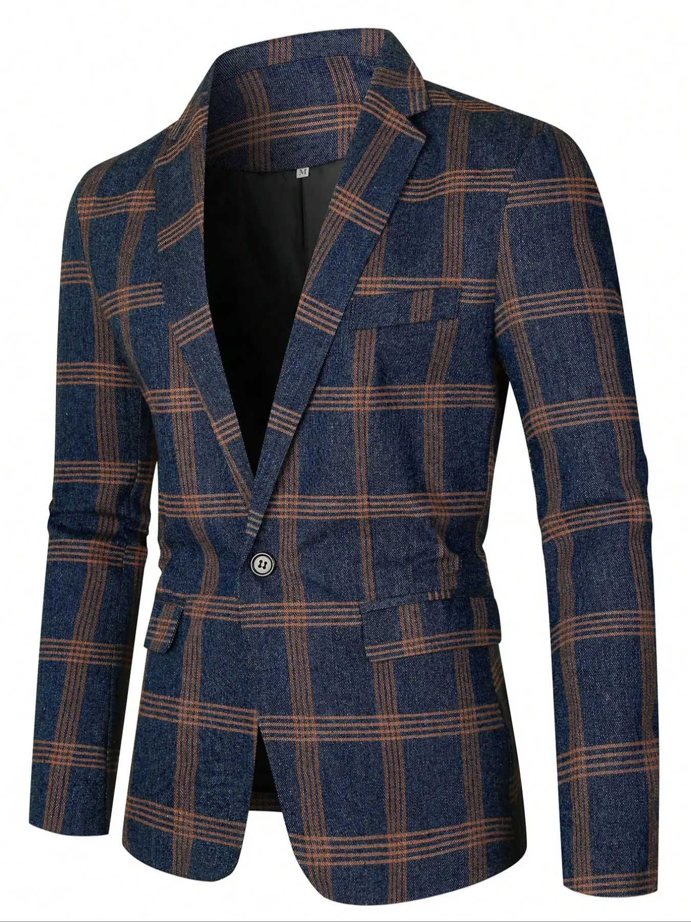 Men's Plaid Long Sleeve Suit Jacket, Formal Dress Jacket, Casual Wear, Fashion Business Leisure, Perfect for Formal and Daily Use
