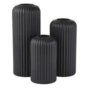 Ribbed Black Vase