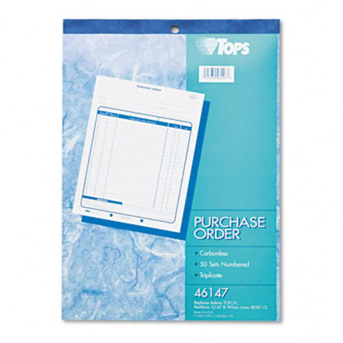 Carbonless Consecutively Numbered Triplicate Purchase Order Forms (Tops 46147) - 8.5x11 in, 50 Sets/Book, for Office Record Keeping