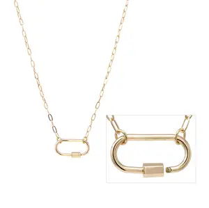 Bauble Sky Carabiner Lock Necklace - Modern Style & Trendy Charm with Unique Lock Design & Paperclip Chain