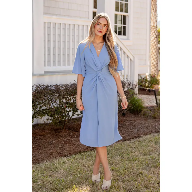 periwinkle color bridesmaid dresses Cowl Neck Chiffon Bridesmaid Dress