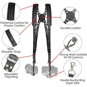 JUSTHERE Camera Harness, Dual Camera Harness for Photographers, Leather Camera Strap for Two-Cameras for DSLR/SLR Strap