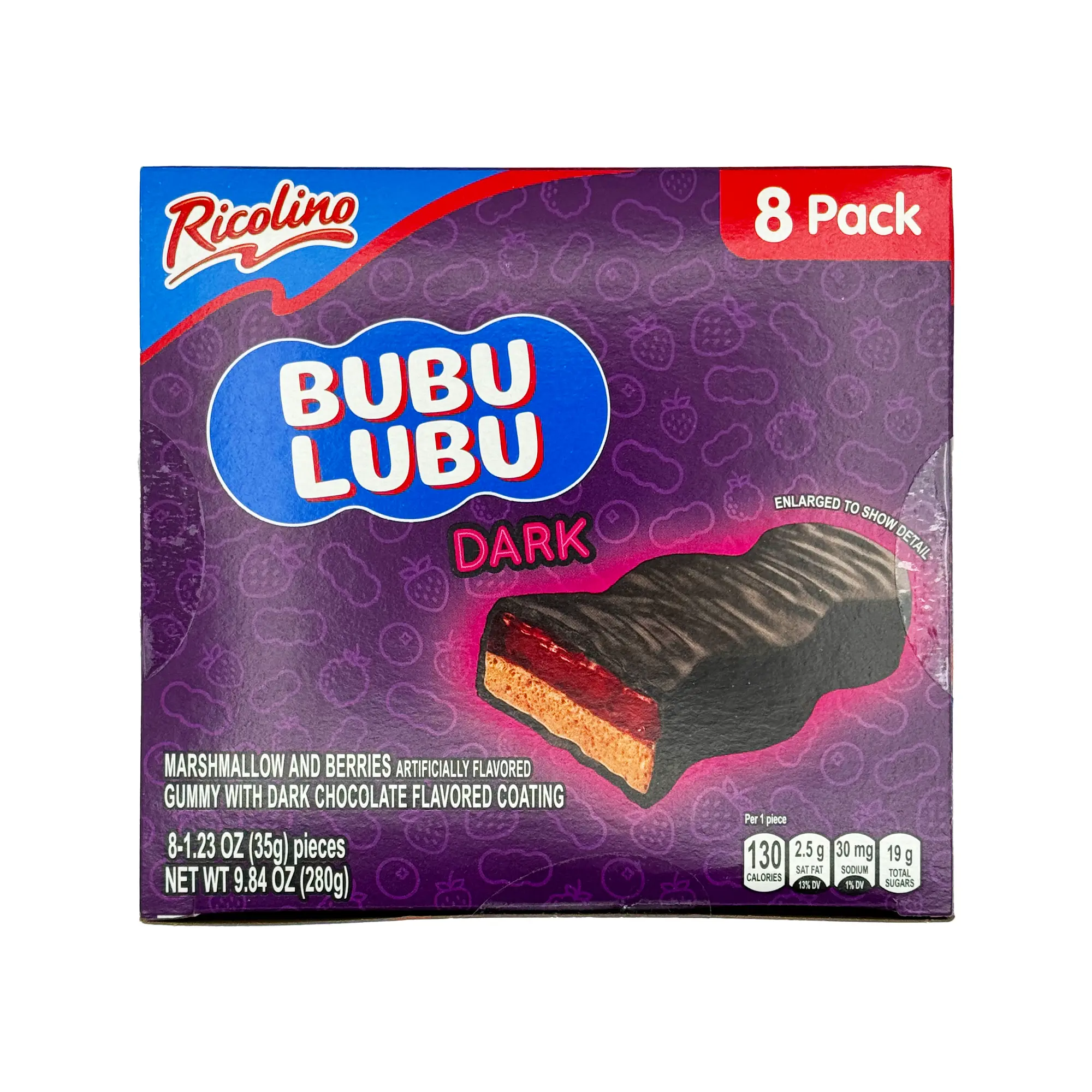 Ricolino Bubulubu Dark Chocolate Bars - 8 Pack - Marshmallow and Strawberry Filling Mexican Candy Dulces Mexicano Ricolino Bubulubu Dark Chocolate Bars - 8 Pack - Marshmallow and Strawberry Filling Mexican Candy Dulces Mexicano