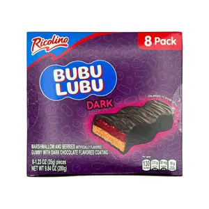 Ricolino Bubulubu Dark Chocolate Bars - 8 Pack - Marshmallow and Strawberry Filling Mexican Candy Dulces Mexicano