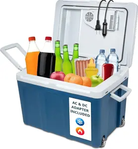 Ivation Electric Cooler & Warmer with Wheels & Handle |48 Quart (45 L) Portable Thermoelectric Fridge For vehicles & Trucks| 110V AC Home Power Cord & 12V Car Adapter for Camping, Travel & Picnics
