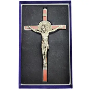 Saint Benedict 7"-12" Inch Small Crucifix 19098-7,8,12 Cross Metal  San Benito Jesus Brand New High Quality Cruz Crucifijo For Wall  Gift Religious Decor Ornaments