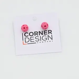 Corner Design Company Pink Pickleball Stud Earrings - Elegant Corner Design in Charming Pink Color for Everyday Wear