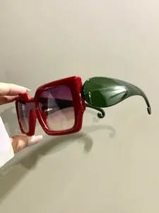 Fashionable Trendy Decorative Square Glasses, Novelty Wide Frame Legs Bohemian Style Eyeglasses for Men and Women, PC Frame