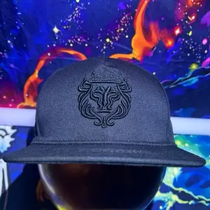 Lion Black Hat with Embroidered Logo for Stylish Outfits