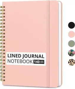Lined Spiral Journal Notebook for Women & Men, 140 Pages, College Ruled Hardcover Notebook for Work & Note Taking, Journals for Writing, A5 - Green