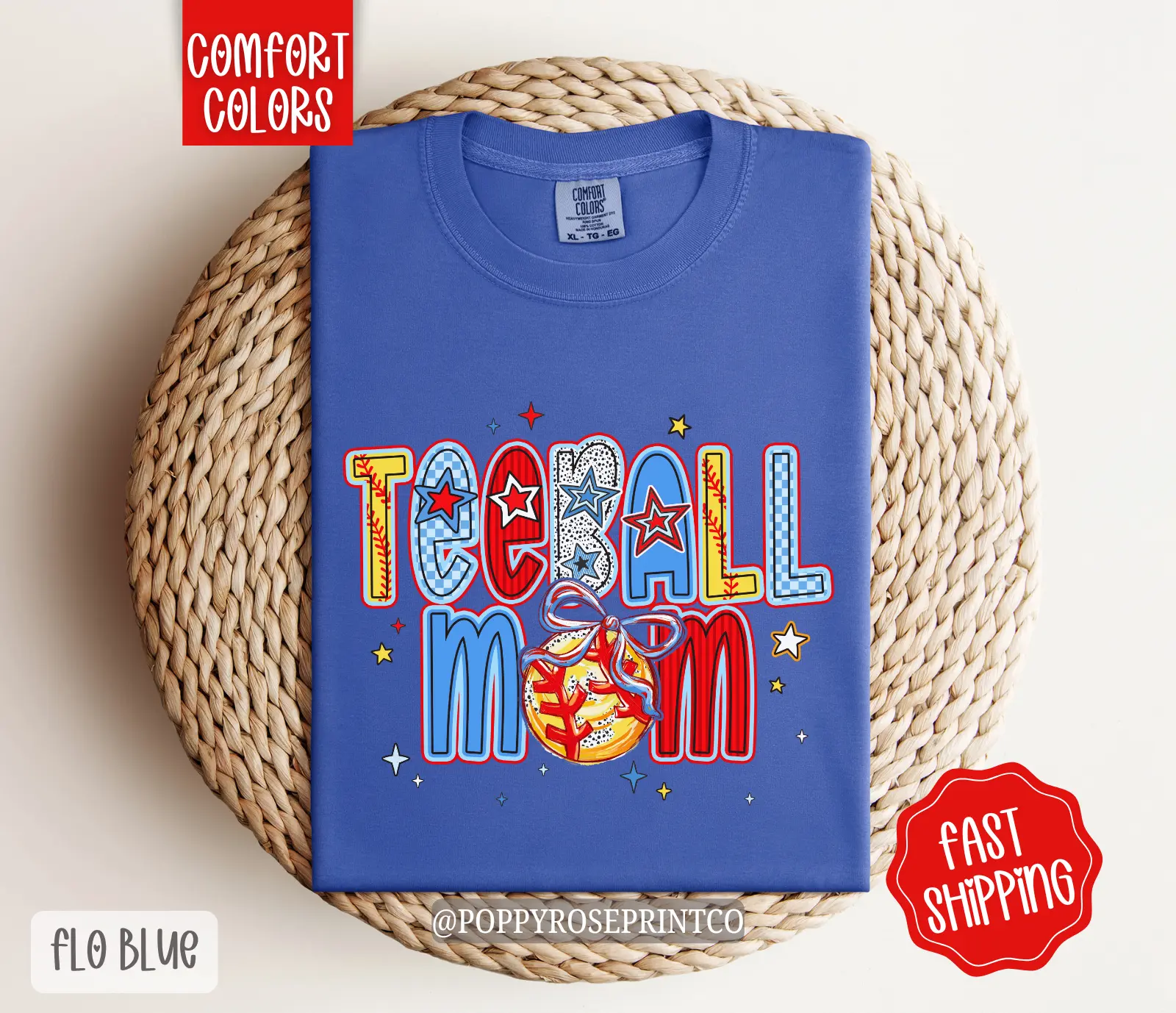 Tee-ball Mom Comfort Colors, Tee-ball Mom Tee, Tee-ball Women's Tshirt