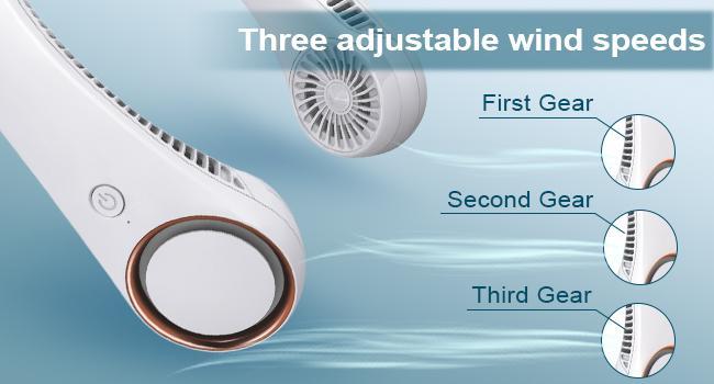 Hands-free car neck fan with cooling technology and up to 8 hours battery life, rechargeable bladeless design, perfect for exercise, driving, and travel; earphone-style to keep face, neck, and shoulders cool Hands-free car neck fan with cooling technology and up to 8 hours battery life, rechargeable bladeless design, perfect for exercise, driving, and travel; earphone-style to keep face, neck, and shoulders cool