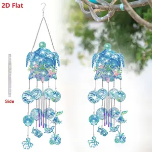 2D Flat Sea Turtle Diamond Painting Wind Chimes Kit - DIY Hanging Ornament,Suncatchers Diamond Art Kits for Home Garden Porch Yard Decor,Gift for Adult