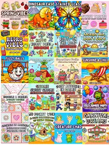 Pick Any 6 Coloring Books Stress Relief & Creativity Pack Featuring Pocket World Scenery Animals Mandala Patterns