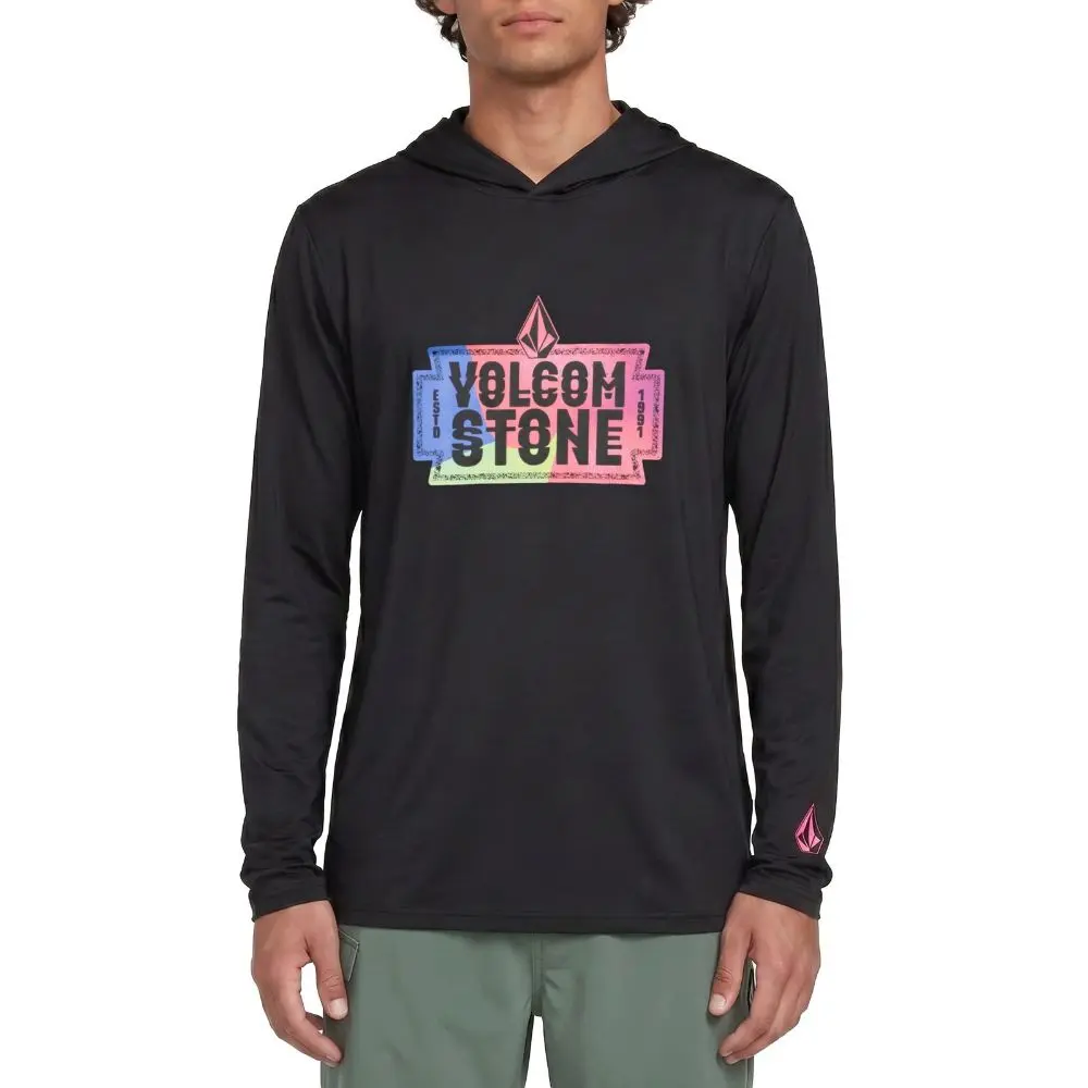 Volcom Men's Crawdad Stone Sprayz UPF 50+ Anti-UV Long-Sleeve Hooded Rashguard - Water Sports Essential, Comfortable Layering Option for Surf Sessions, Paddle Days, Pool Days, Uv-Protective